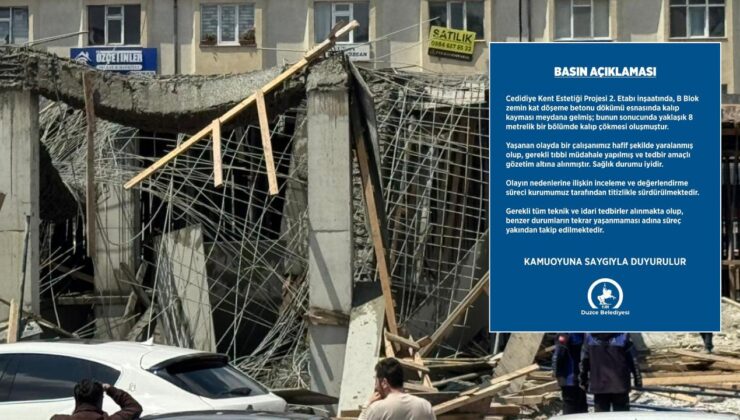 Cedidiye Kent Meydanı’ndaki Çökme Sonrası Düzce Belediyesi’nden Açıklama